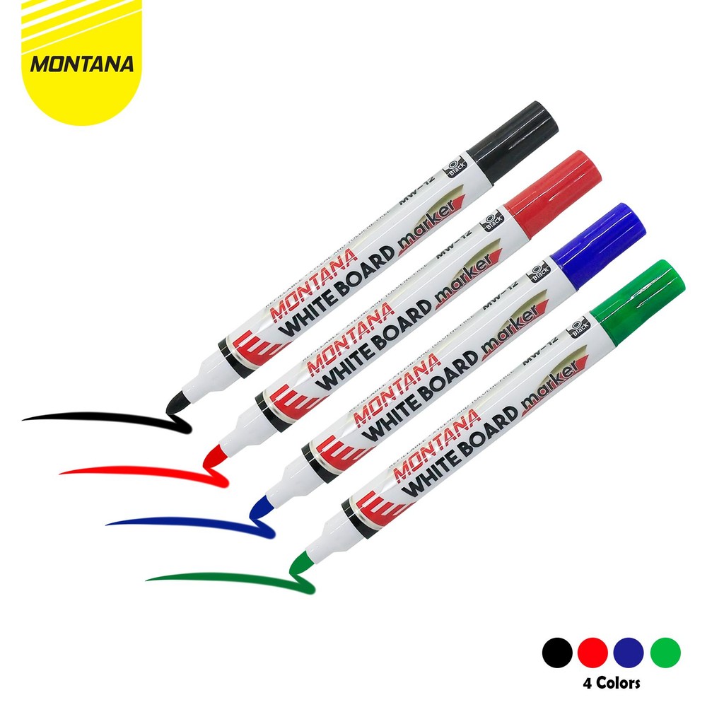 

MONTANA SPIDOL PAPAN TULIS 12 PCS WHITEBOARD MARKER ROUND TIP MW-12/LUSIN