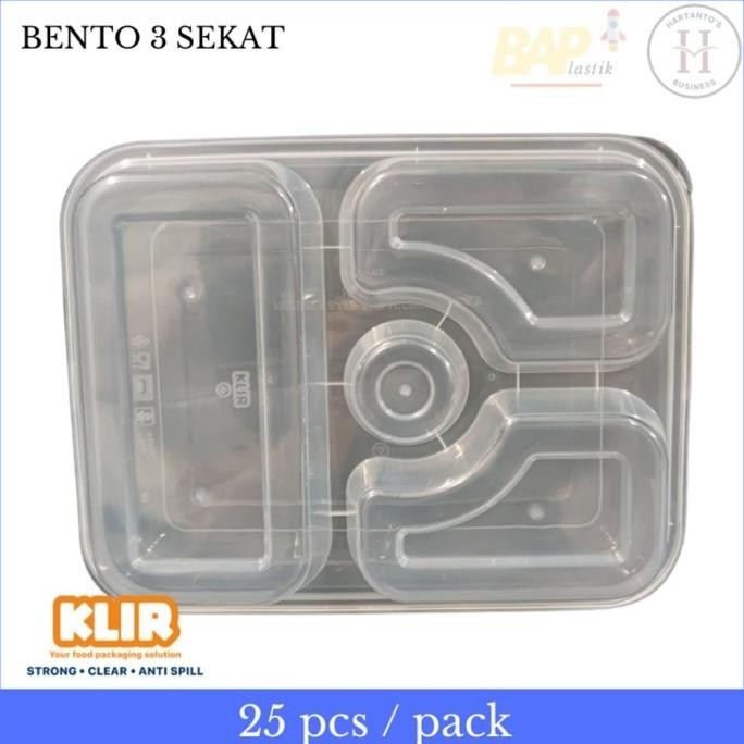 (Expert) Thinwall Bento 3 Sekat KLIR Dome + Sauce