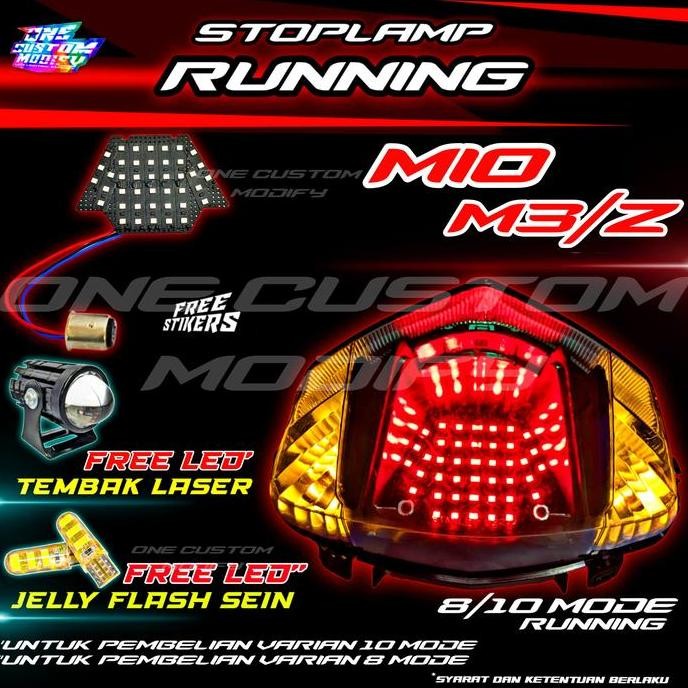 Lampu Rem Led Running Mio M3 Mio Z Stoplamp Lamp Custom 8 & 10 Mode Lampu Belakang Motor Mio M3 Mio 