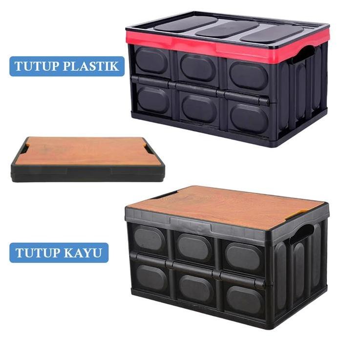 

Terlaris Kotak Penyimpanan Lipat Serbaguna 25L 30L 56L Storage Box Foldable Tutup Kayu / Plastik