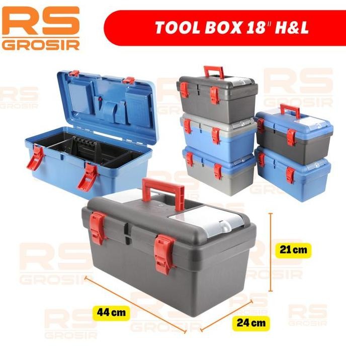 

Terlaris Tool Box H&L Ukuran 18" Besar Tempat Penyimpanan Peralatan