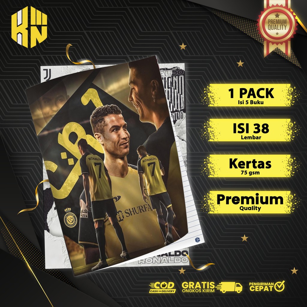 

KEN.IND - BUKU TULIS SEKOLAH CUSTOM SEPAK BOLA RONALDO CR7 BERGARIS 38 LEMBAR 1 PAK ISI 5 BUKU/ BUKU TULIS ANIME/ BUKU AESTHETIC/ BUKU CATATAN