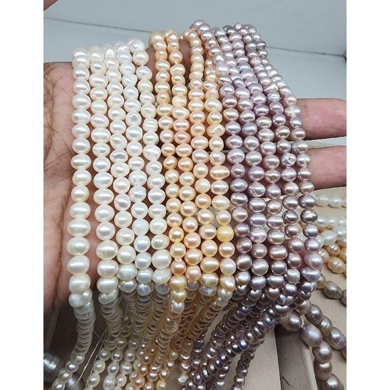 sfI Mutiara air tawar asli per untai size 4-5mm / mutiara breads / mutiara air tawar / mutiara bahan