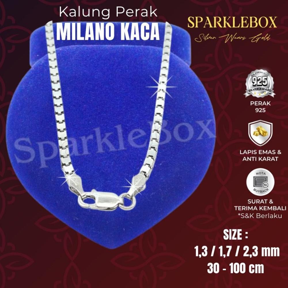 sfI Kalung Perak Asli - Kalung Perak Wanita - Kalung Perak - Kalung Milano - Sparkle Box AST