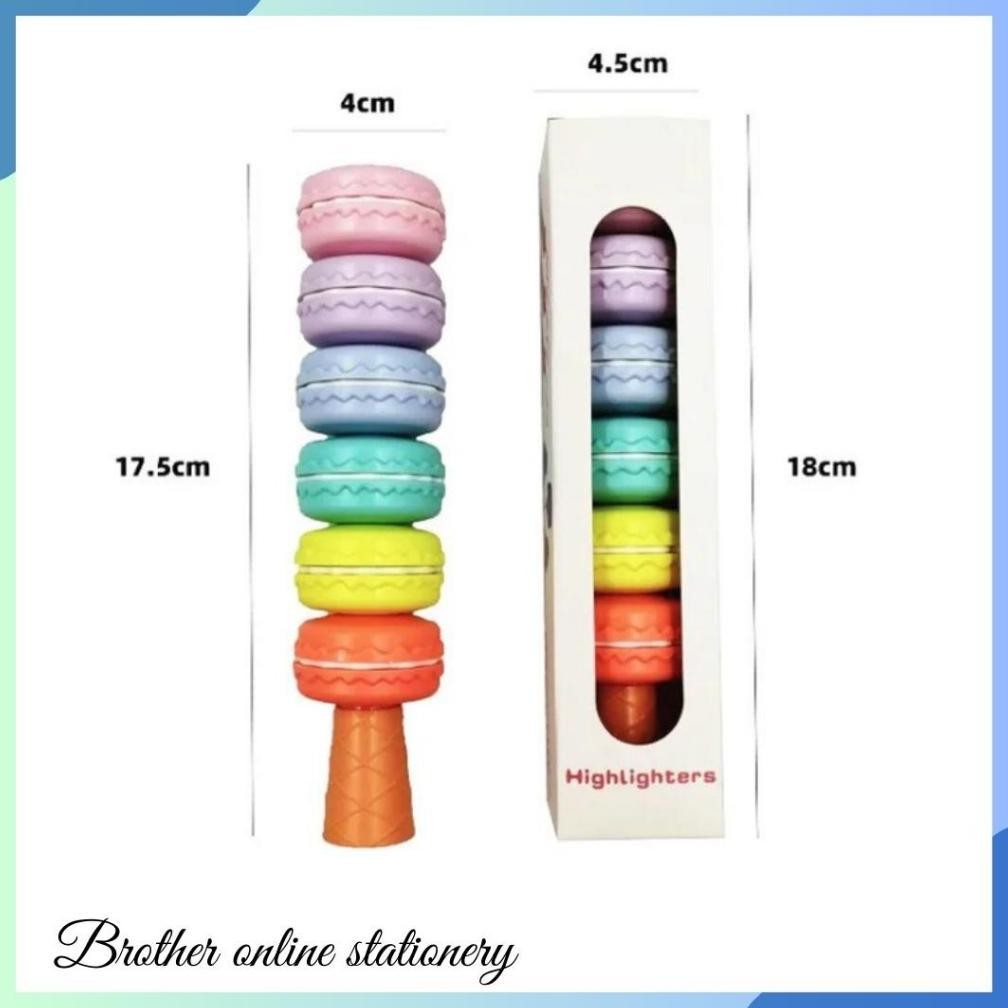 

BOS Highlighter 3D Set Isi 6 Macaron/Highlighter Susun/Highlighter Pastel