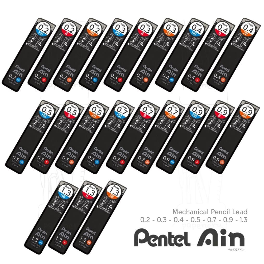 

Pentel AIN Mechanical Pencil Lead Refill 0.2mm 0.3mm 0.4mm 0.5mm 0.7mm 0.9mm 1.3mm Isi Pensil Mekanik Graphite Lead
