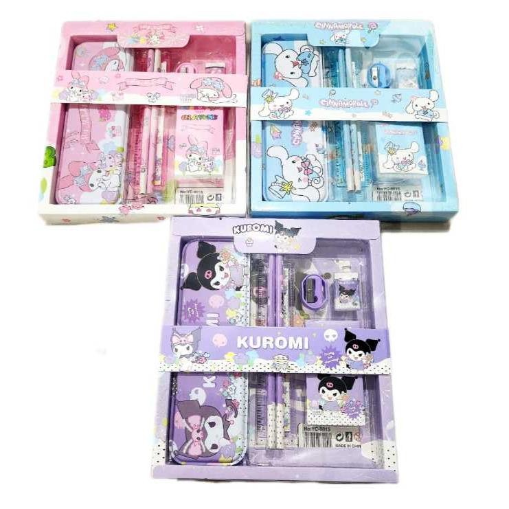 

Set alat tulis tempat pensil kotak kado souvenir Kuromi Cinnamorol melody