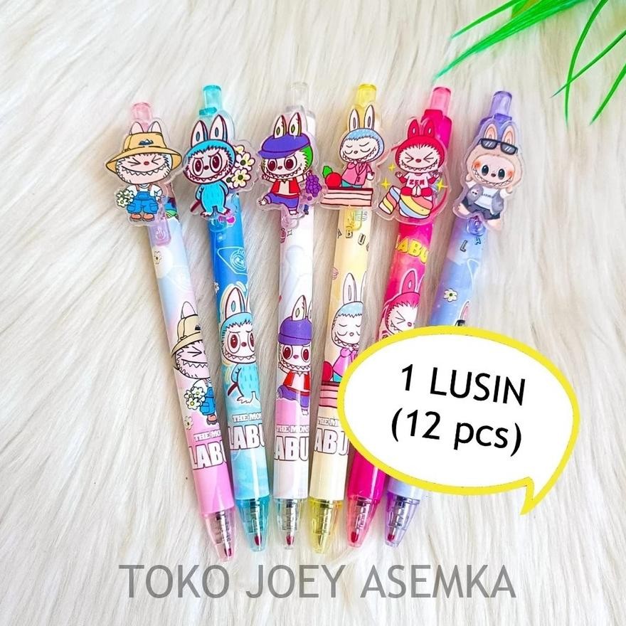 

(12 PCS) PEN LABUBU RESIN CETEK PENA BOLPEN BALLPOINT MEKANIK LISA BLACKPINK POP MART THE MONSTER