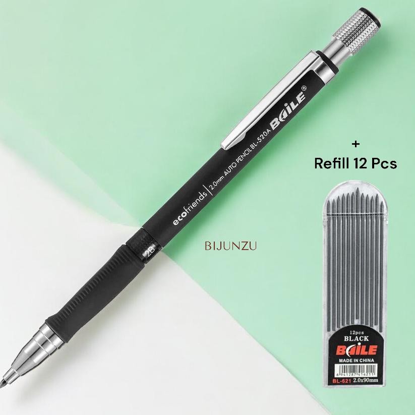 

Pensil Mekanik 2.0 mm 2B dengan Isi Refill 12 Pcs