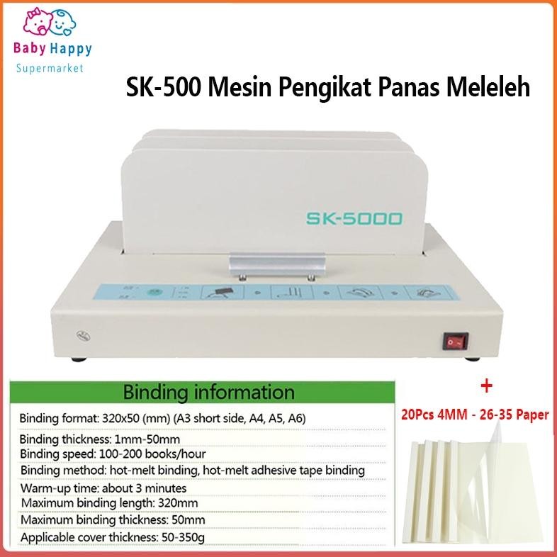 

SK-500 Mesin Jilid Hot Melt 50mm Otomatis Lembar Kertas Buku A3 A4 A5 A6 Pengikat Amplop AST