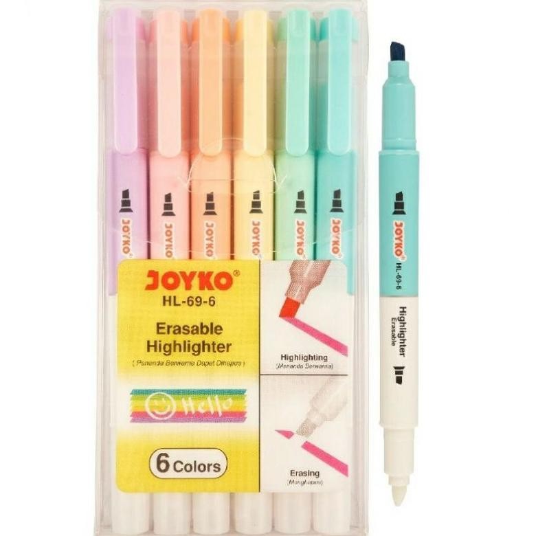 

Erasable Highlighter Joyko HL-69-6 / Highlighter Bisa Dihapus 6 Warna