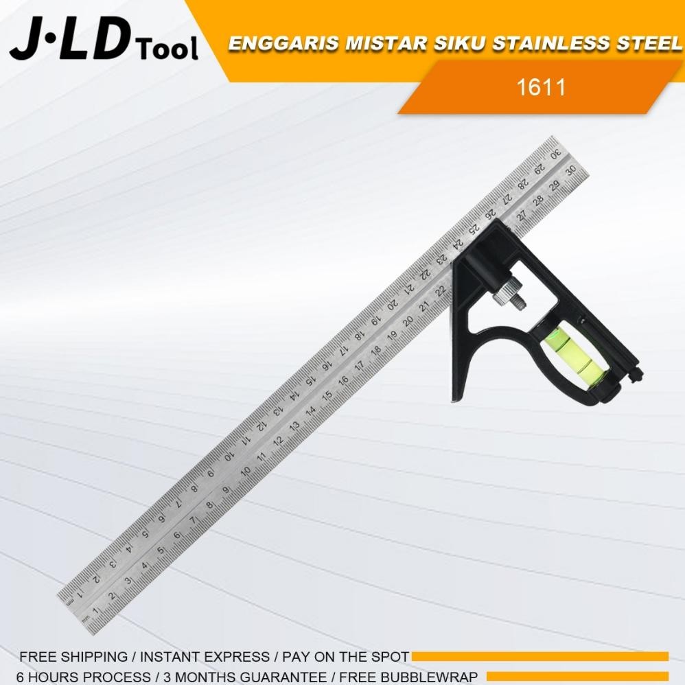 

JLD Penggaris Mistar Siku Stainless Steel 30cm + Waterpass Meter Tukang AST