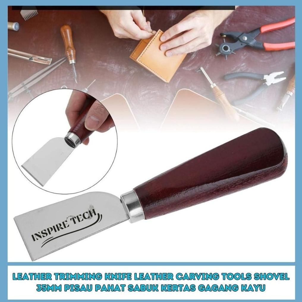 

Skiving Knife Leather Trimming Knife DIY Leather Tools Alat Kerajinan Pahat Sabuk Kertas Gagang Kayu AST