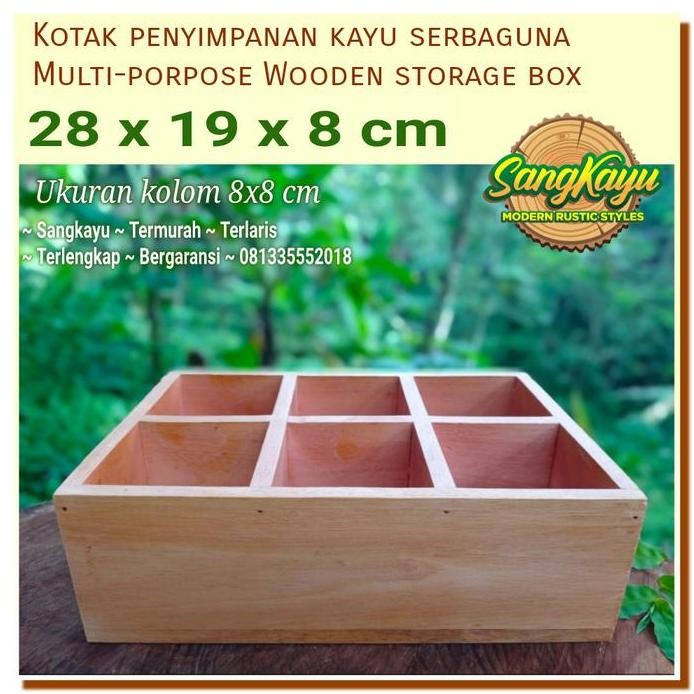 

Terlaris Kotak Penyimpanan Serbaguna Storage Box Kayu Sekat 28X19 Cm Kotak Kayu