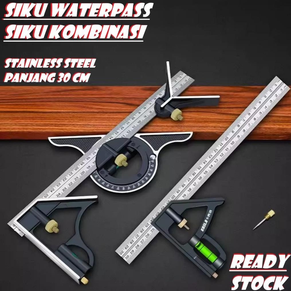 

Penggaris Siku L Waterpass Kombinasi Square Ruler Sudut Presisi Ukur Geser Serbaguna Busur Derajat AST