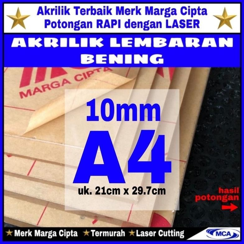 

AKRILIK lembaran 10mm uk. A4 / Akrilik bening / Marga cipta / Acrylic AST