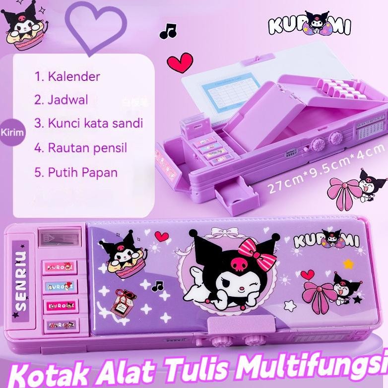 

In Stock) Gaya Baru Kuromi Kotak Alat Tulis Multifungsi Kunci Kode Perempuan Pensil Sanrio Dua Sisi Bernilai Tinggi Kapasitas Besar AST