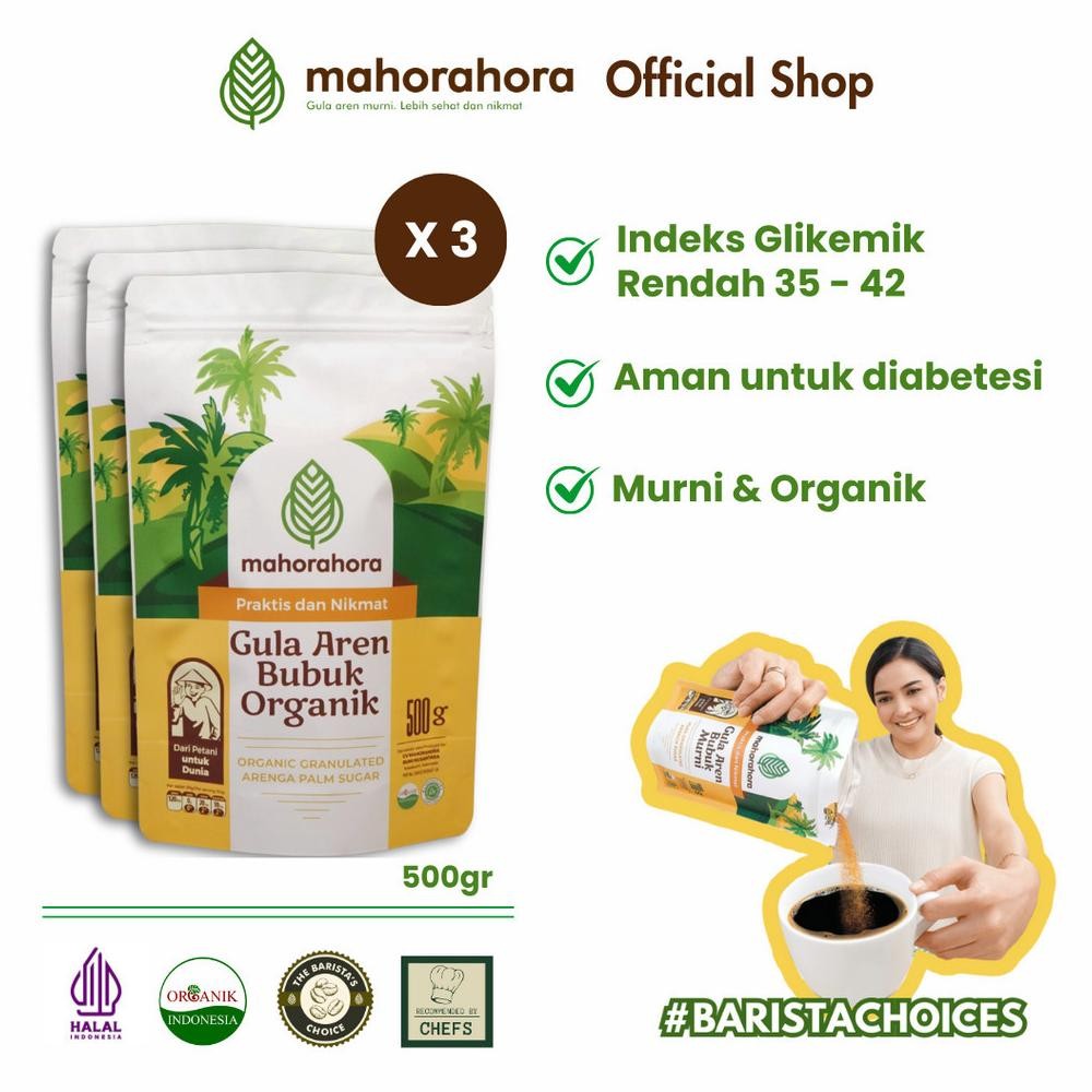 

Mahorahora Paket Hemat Gula Aren Bubuk Organik 500 gr, Premium dan Halal - 3 pcs