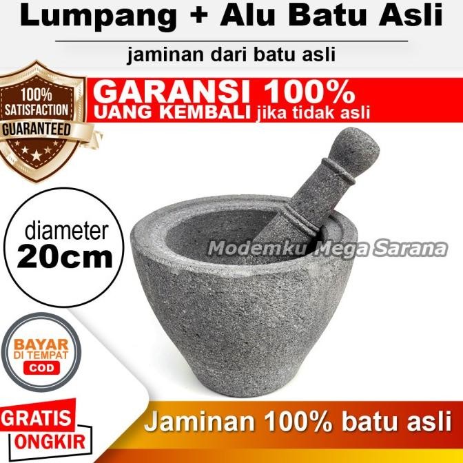 Dg-78 Lumpang Batu Asli Original Muntilan + Alu Lesung Batu 20 Cm