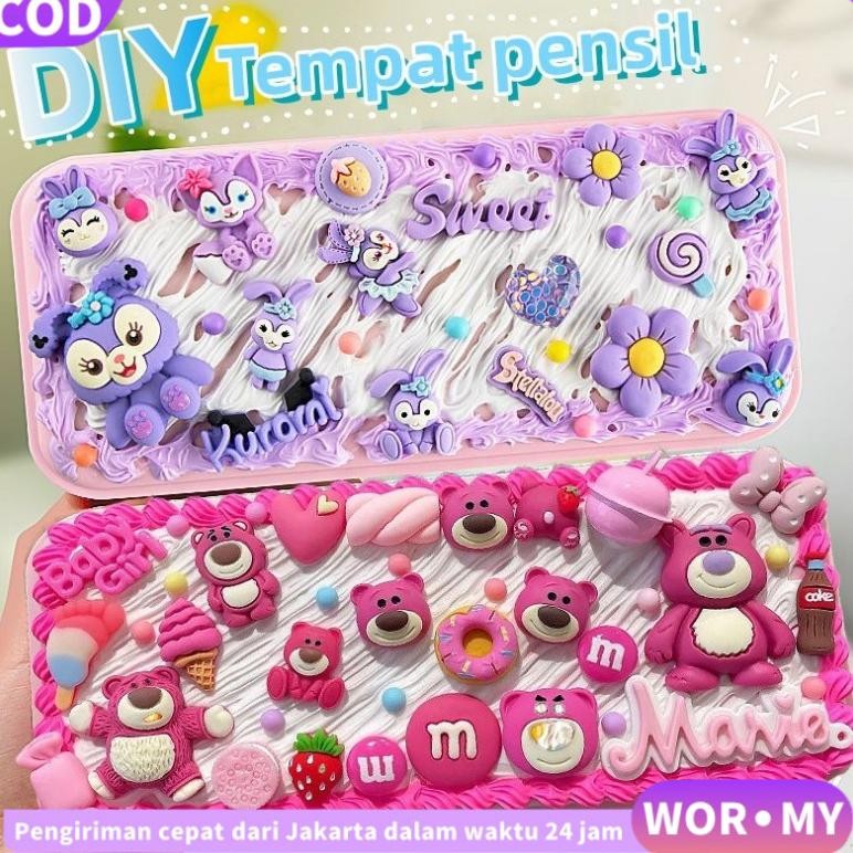 

WORMY DIY Deco Cream Kit/Tempat pensil menghias/ Deco Cream Clay Kotak /Stationery Pack Handmade AST