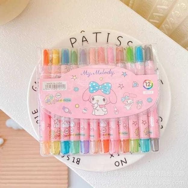 

CRAYON STIK Isi 12pcs Crayon Putar Pensil Warna Crayon Set Mewarnai Anak Isi 12pcs /Crayon Putar 12 Warna/Rolling Crayon/Oil Pastel/krayon putar Sanrio AST