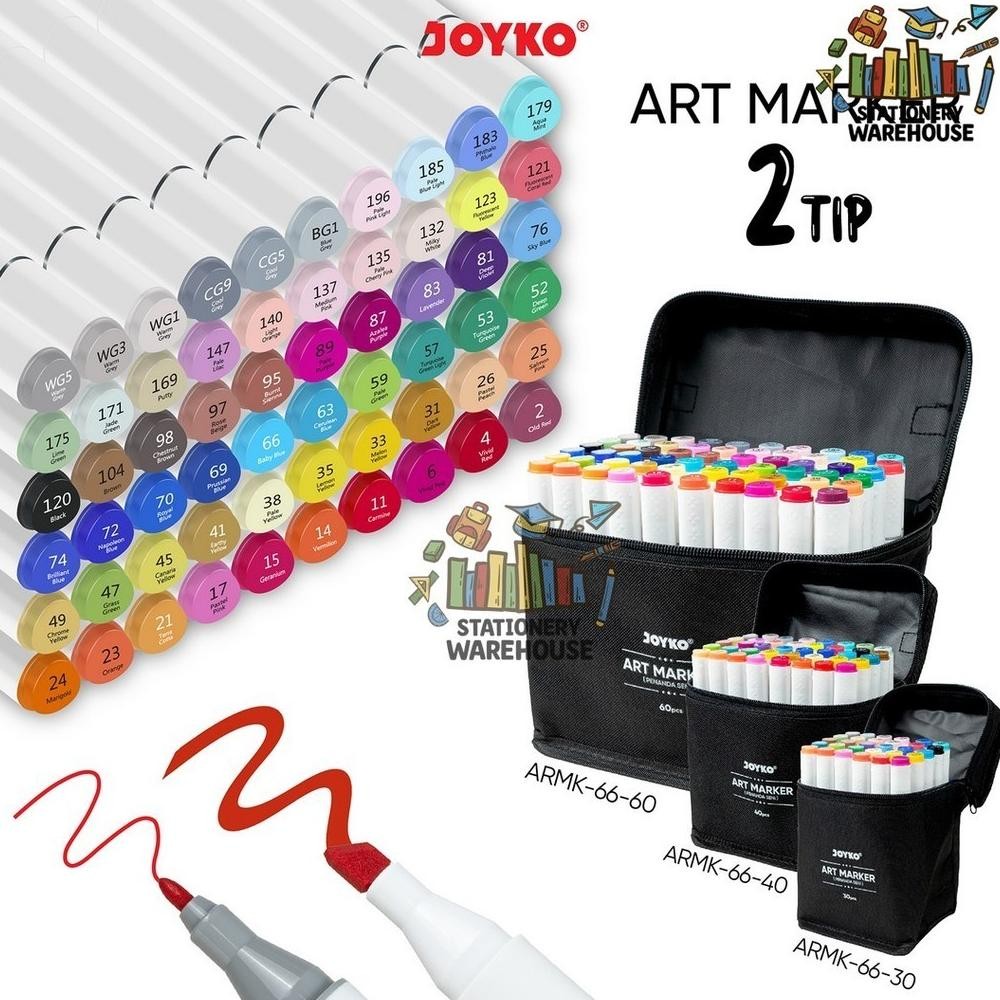 

Art Marker Spidol Penanda Seni Berwarna Joyko ARMK-66-30 ARMK-66-40 ARMK-66-60 30 , 40 & 60 Colors AST