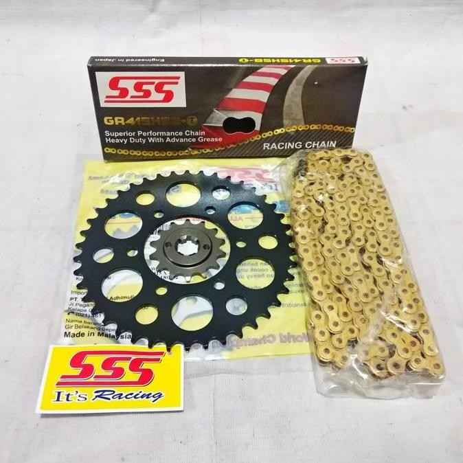 Gear Set SSS [415] Ninja 150 R / RR HITAM + Rantai SSS HSBT