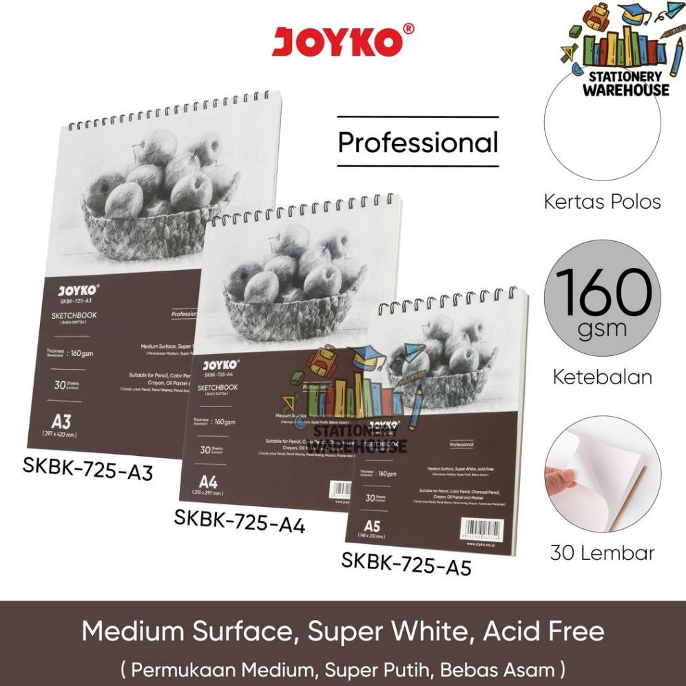 

Buku Sketsa Gambar Sketch Book Joyko SKBK-725 A5 A4 A3 AST
