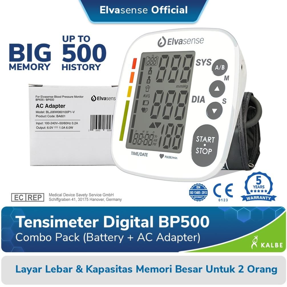 Tensimeter Digital Elvasense BP500 (BIG MEMORIES) + AC ADAPTER