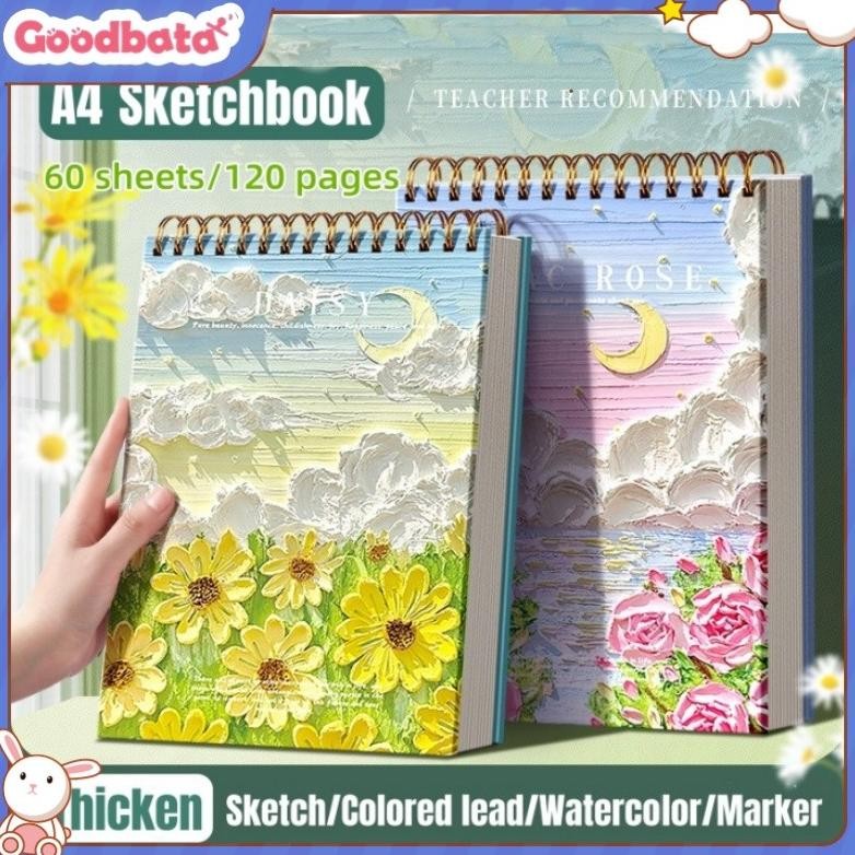 

Goodbata Sketchbook A4 Aesthetic Buku Gambar Vertikal Jilid Spiral Small Daisies/Sea of Flowers/Mountain Sea Under The Moon 60 Lembar/120 Halaman AST