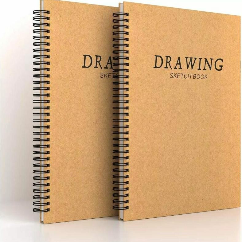 

SKETCHBOOK A4 CRAFT COVER / BUKU GAMBAR SKETSA BESAR / SKETCHBOOK POLOS RING SPIRAL AST