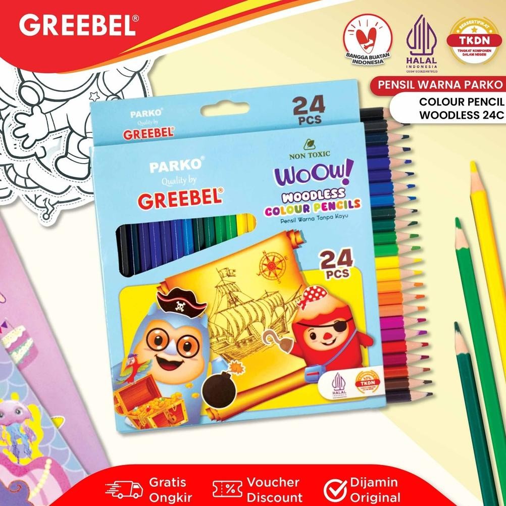 

PARKO Pensil Warna 24 Warna / Colored Pencil / Alat Mewarnai / Woodless Colour (24 PKW-908) AST