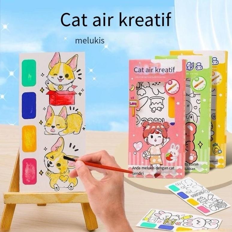 

Catatan mewarnai cat air/buku bergambar grafiti guas/buku mewarnai cat air/gambar mewarnai anak/mainan anak AST