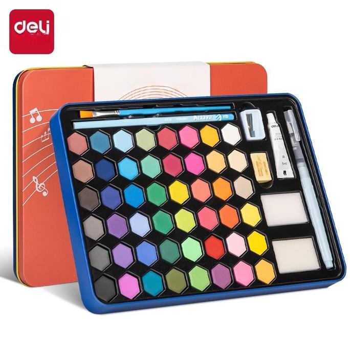 

Deli Solid Watercolor Paint / Set Cat Air Padat Warna Terang Dengan Kuas Air Otomatis 73936-X