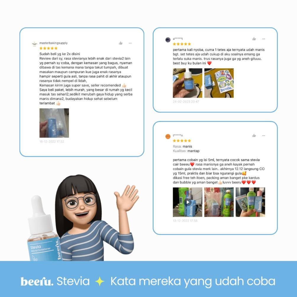 

Beeru Stevia Natural Sweetener 5mL - 0 Kal Halal