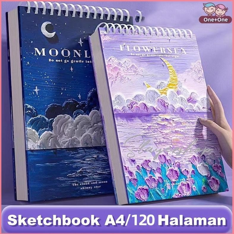 

UpgradeOne+One Sketchbook A4 Aesthetic Buku Gambar Vertikal Jilid Spiral 60 Lembar/120 Halaman AST