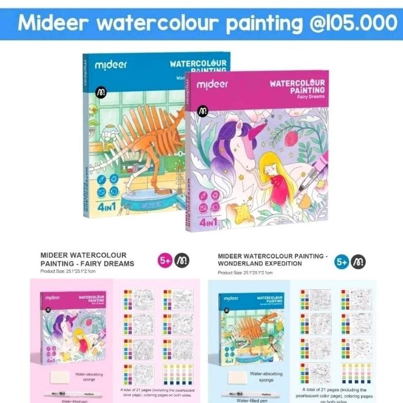 

Mideer water colouring watercolour painting magic water book buku mewarna air boy girl dinosaur fairytale AST