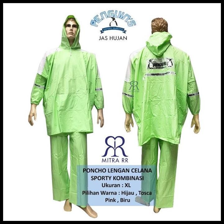 Terlaris Jas Hujan Ponco Lengan Celana Penguins Sporty Kombinasi Poncho Batman Best Seller