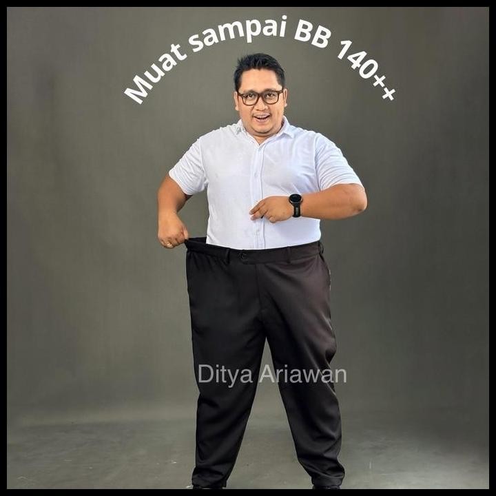 Best Celana Panjang Kerja Formal Jumbo Pria Slimfit Stretch Karet High Quality
