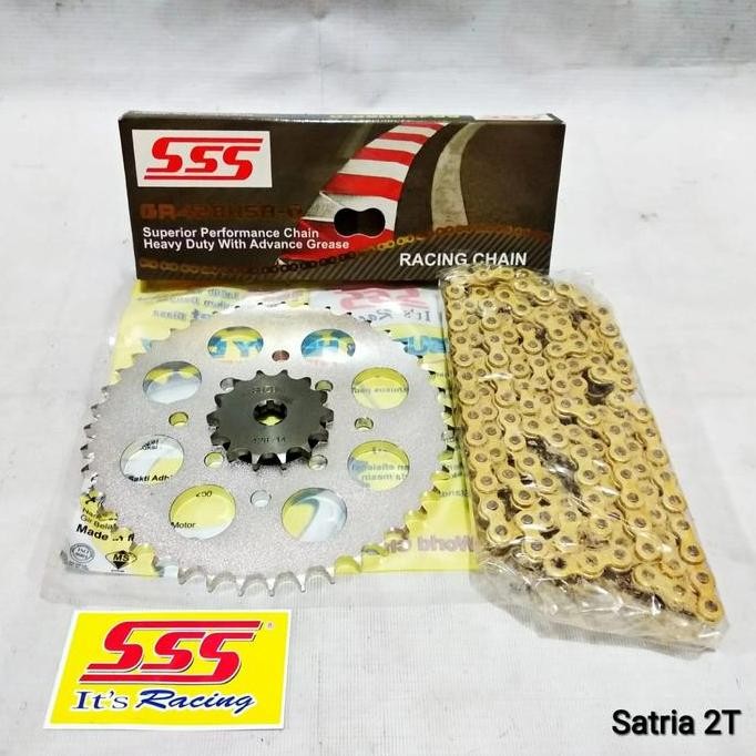 Gear Set SSS Satria 2 Tak + Rantai SSS HSBT 415