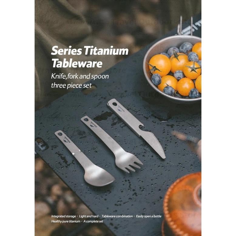 Titanium Tableware Pisau Sendok Garpu Camping NatureHIKE CNH22CJ017