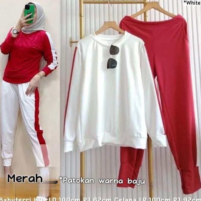 Setelan baju olahraga merah putih set agustusan keren murah sport at galh