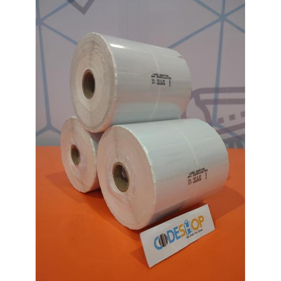 

Stiker Label 50 X 25 Bar Semicoated Isi 4000 2 Line New Stok