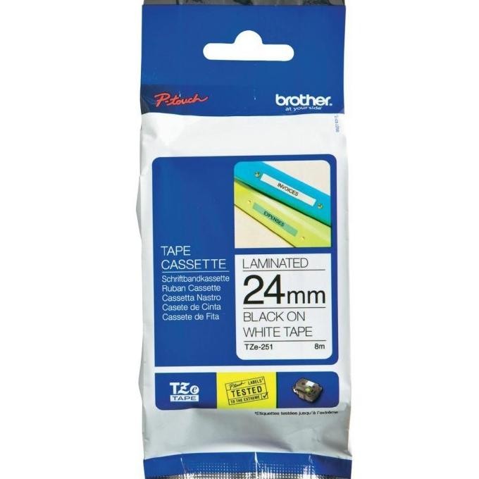 

Brothe Label Cartridge Tape Tze-251 24Mm Black On White Tze251 Tze 251 New Stok