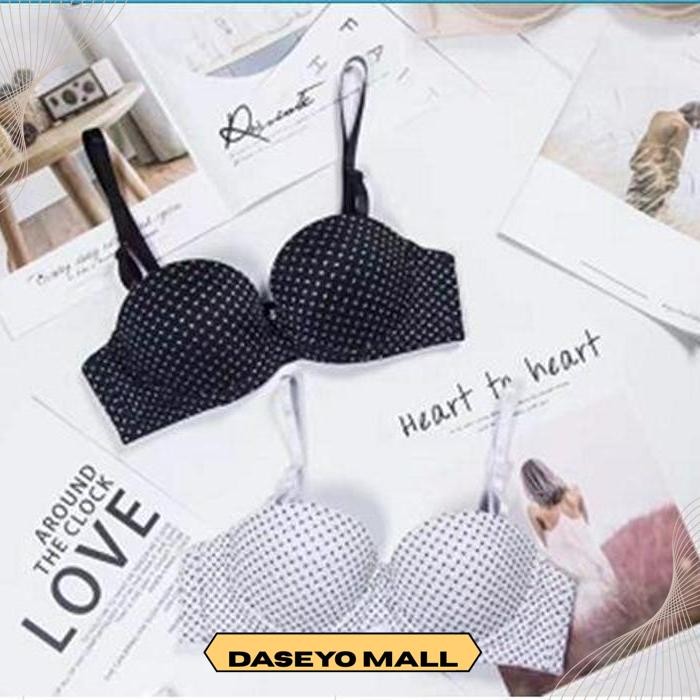 BH 6001 XFN2 BLACK DOT - PUSH UP BRA KAWAT CUP SETENGAH FREE ONGKIR