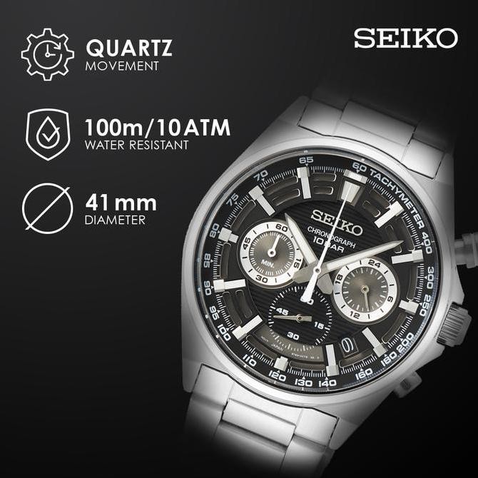 Murah Jam Tangan Pria Seiko Chronograph Ssb397P1 Ssb397 Hitam Stainless