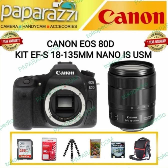 Tersedia CANON EOS 80D KIT 18-135 MM NANO IS USM/KAMERA CANON 80D KIT 18-135 MM