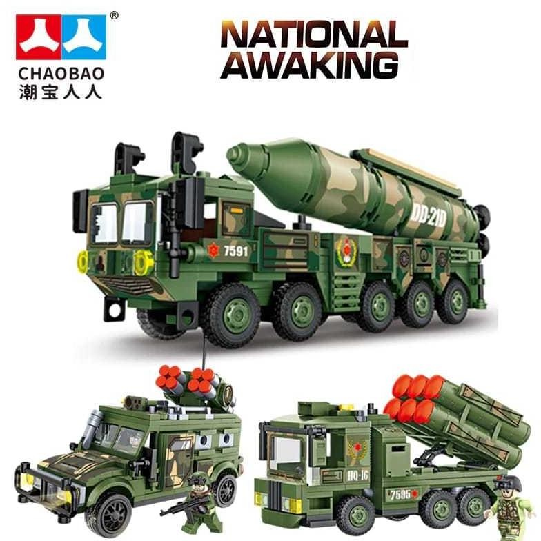 Bricks Chaobao mobil Tank - Kendaraan perang tentara army