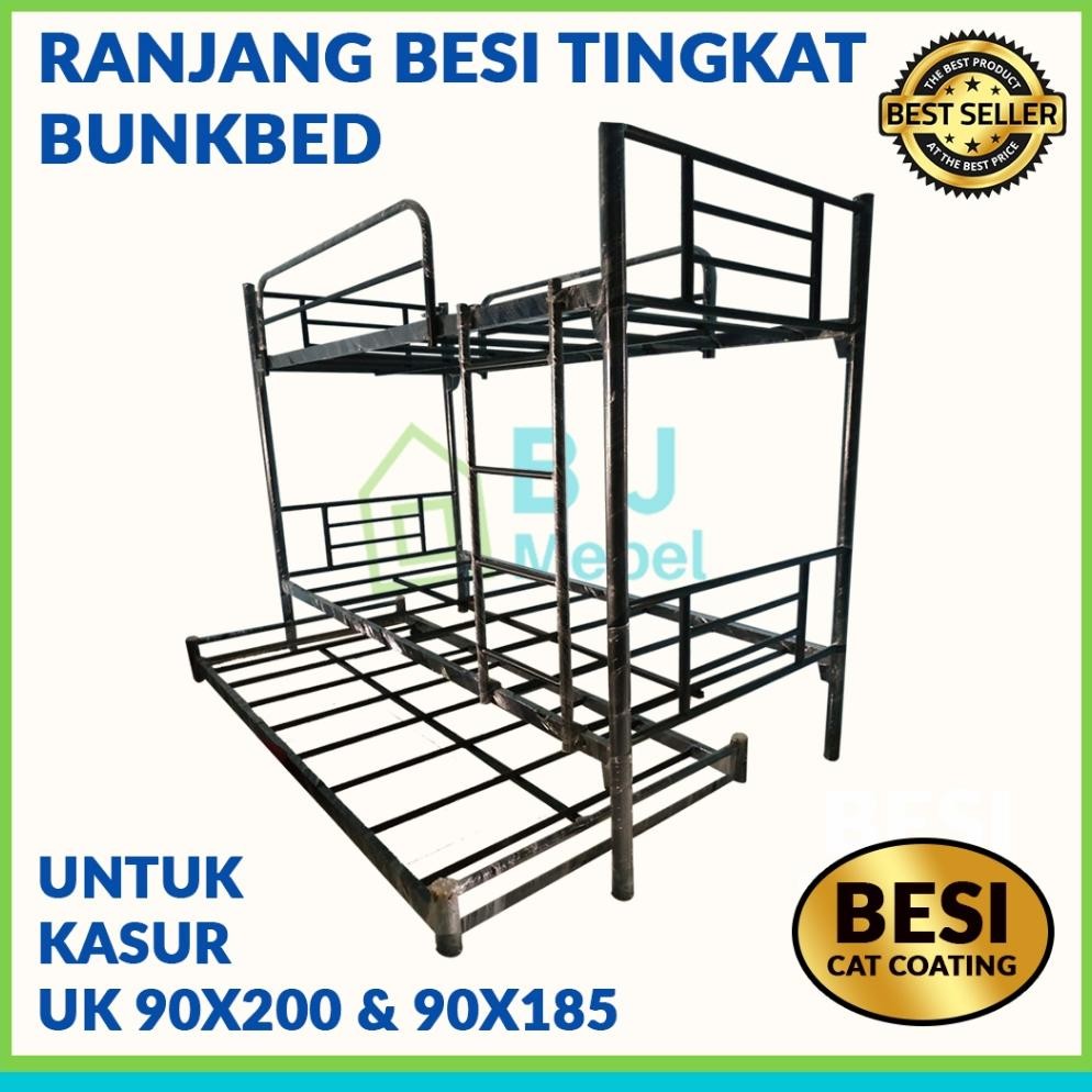 Ranjang Susun 3 Tingkat Sorong Hitam/Putih