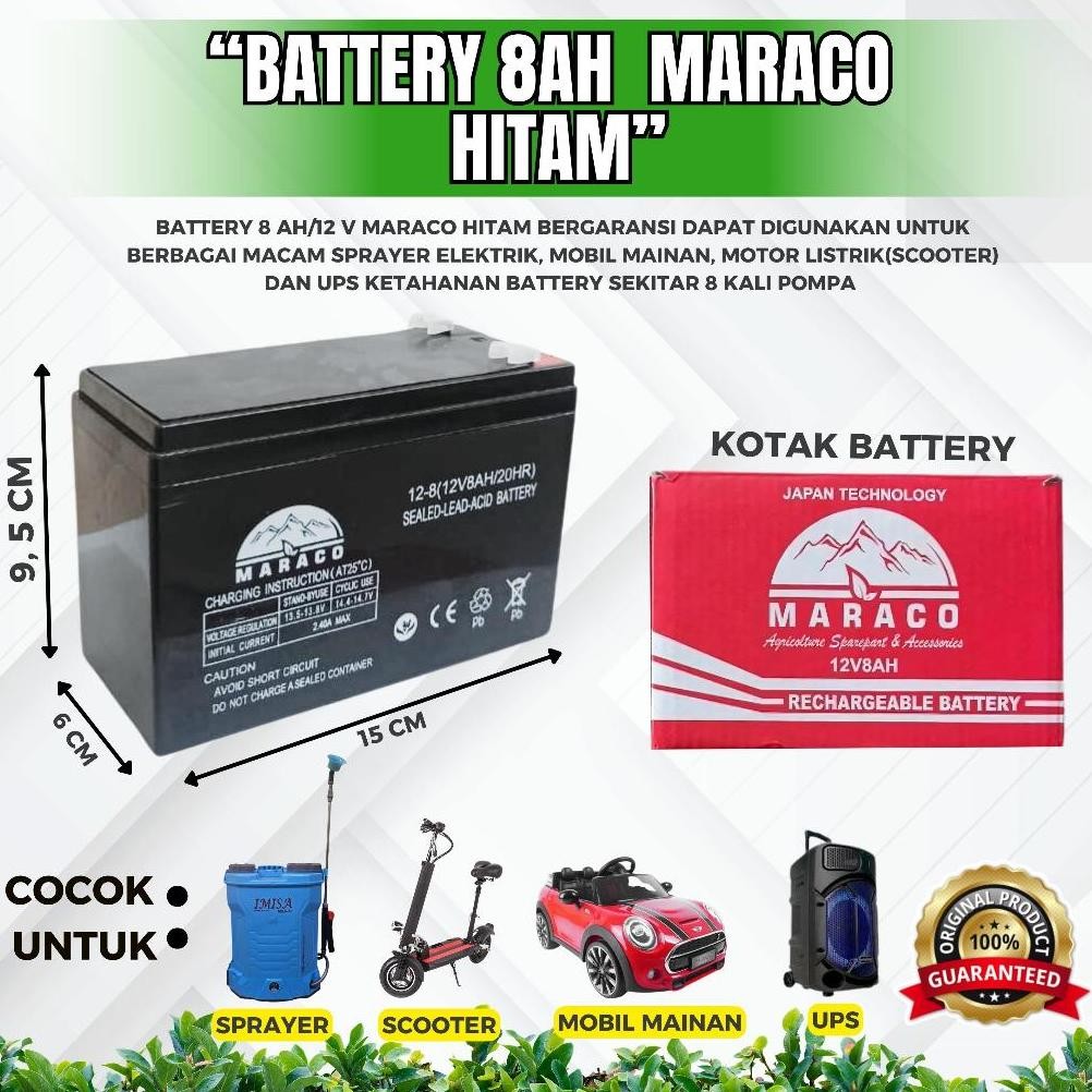 Aki Battery 8AH maraco / aki tangki semprot/aki mobil mainan/aki batre sprayer elektrik 12v